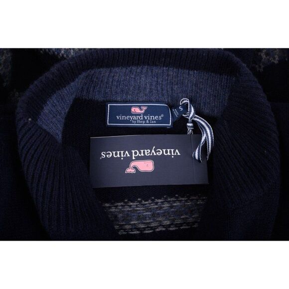 Vineyard Vines Mens Fair Isle Quarter Zip Sweater Pullover Size S Navy Blue NWT - Picture 6 of 6